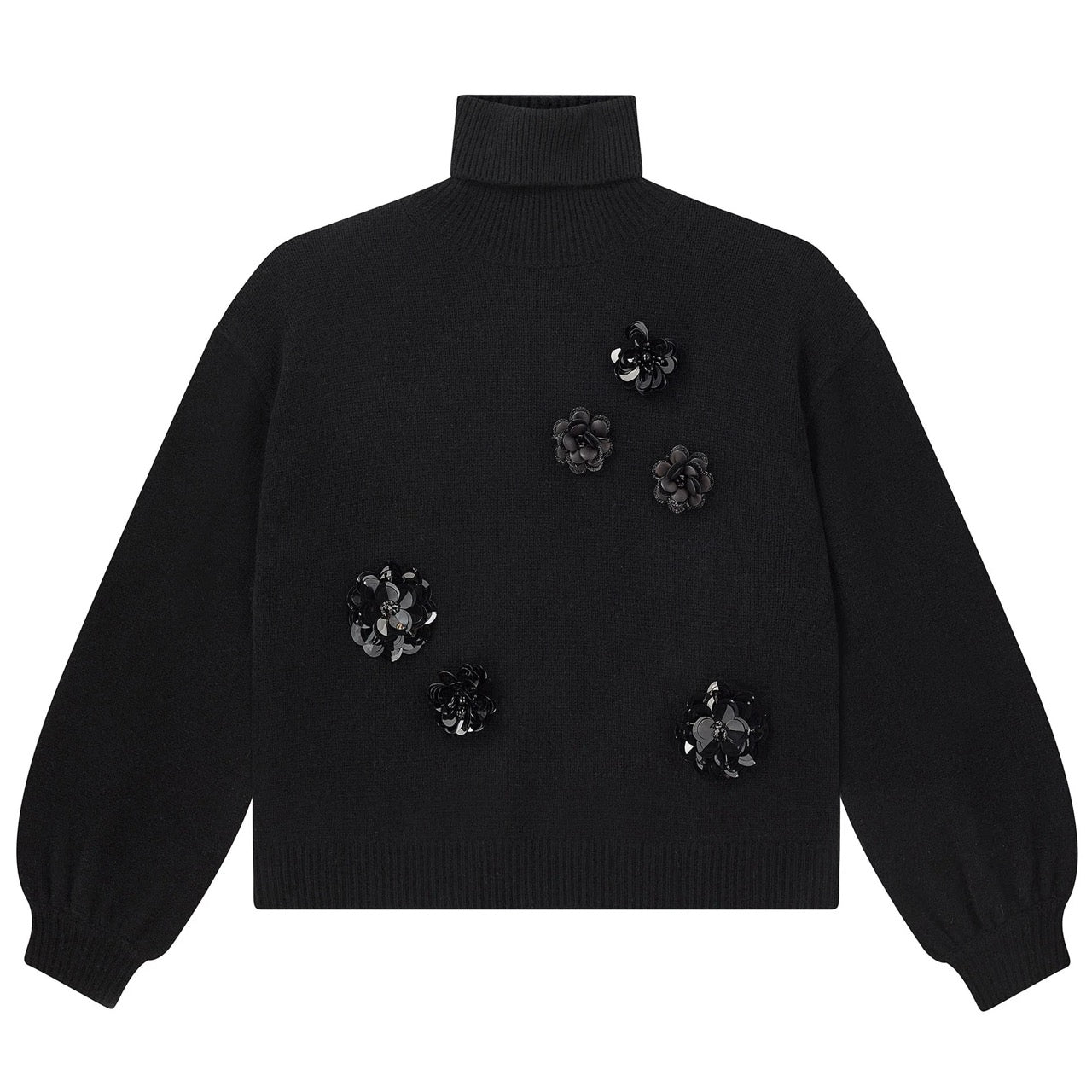 Jumper1234 Sequin Floral Roll Collar