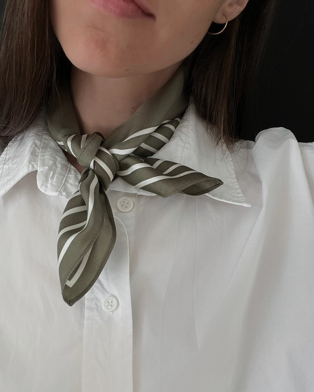 Le Scarf Striped Scarf 50x50 GreenCream
