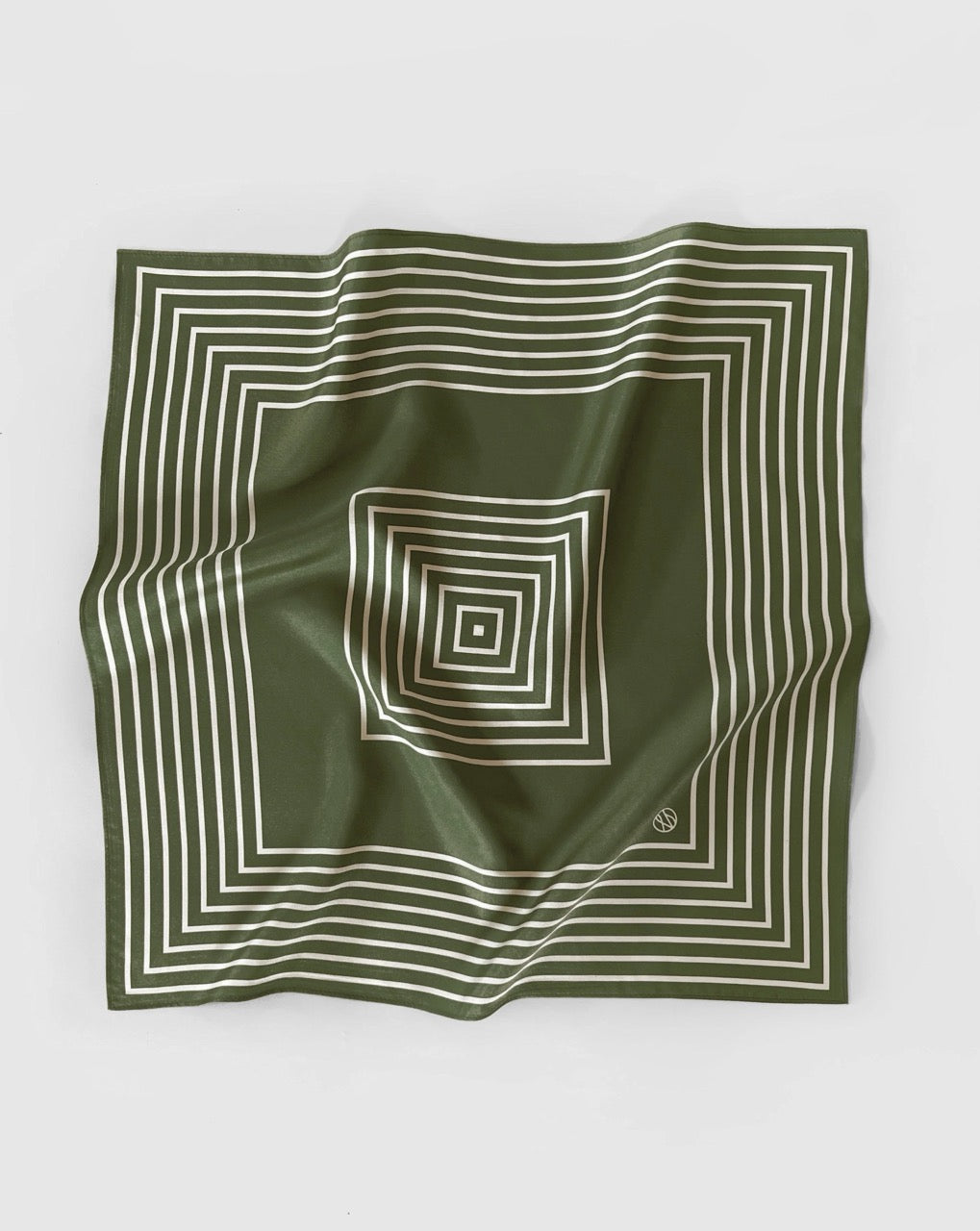 Le Scarf Striped Scarf 50x50 GreenCream