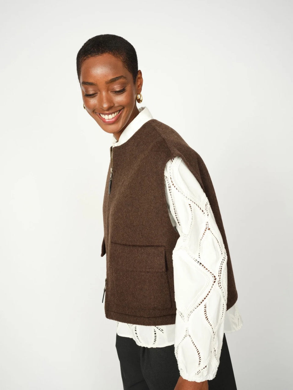 MosMosh MMElise Loisa Vest  Brown
