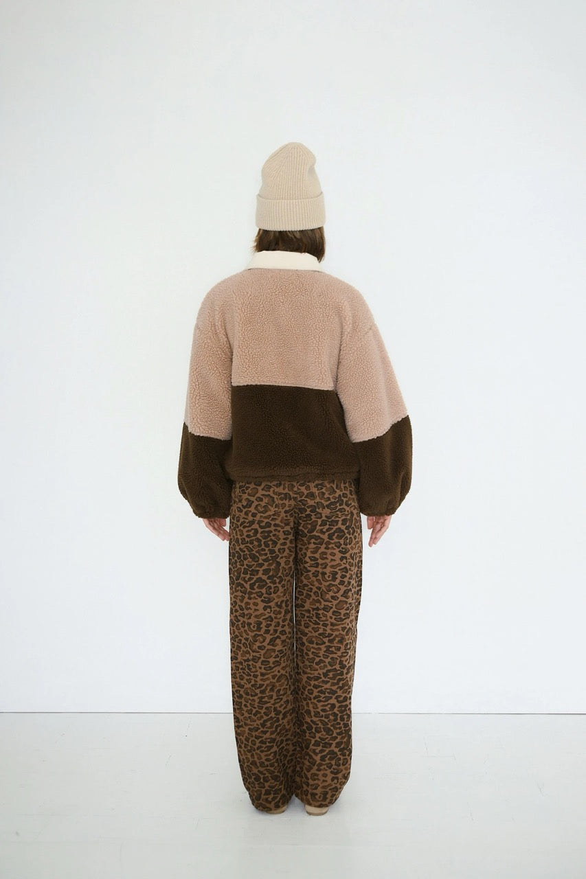 The Tiny Big Sister Colour Block Sherpa Jacket